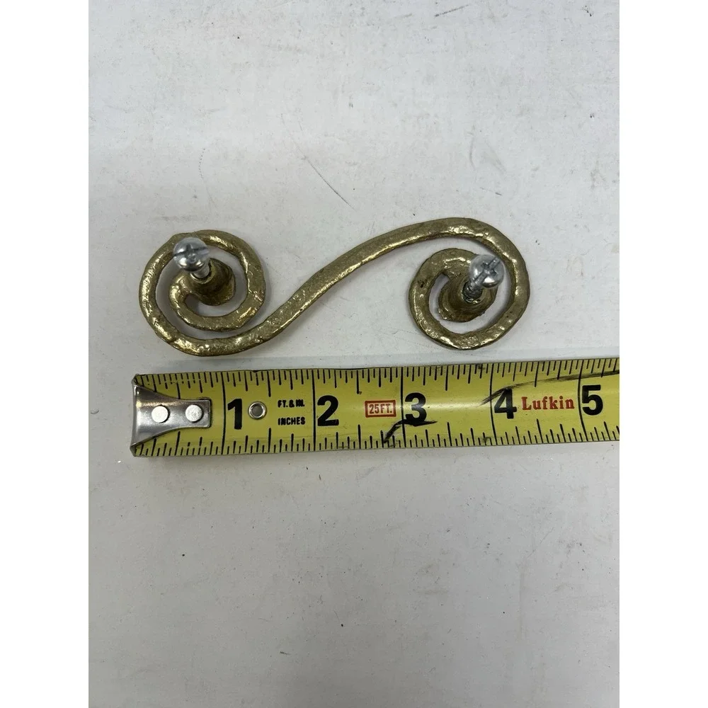Brass Spiral Scroll‎ Cabinet Knobs Pulls Handles Hardware Brutalist Set of 11